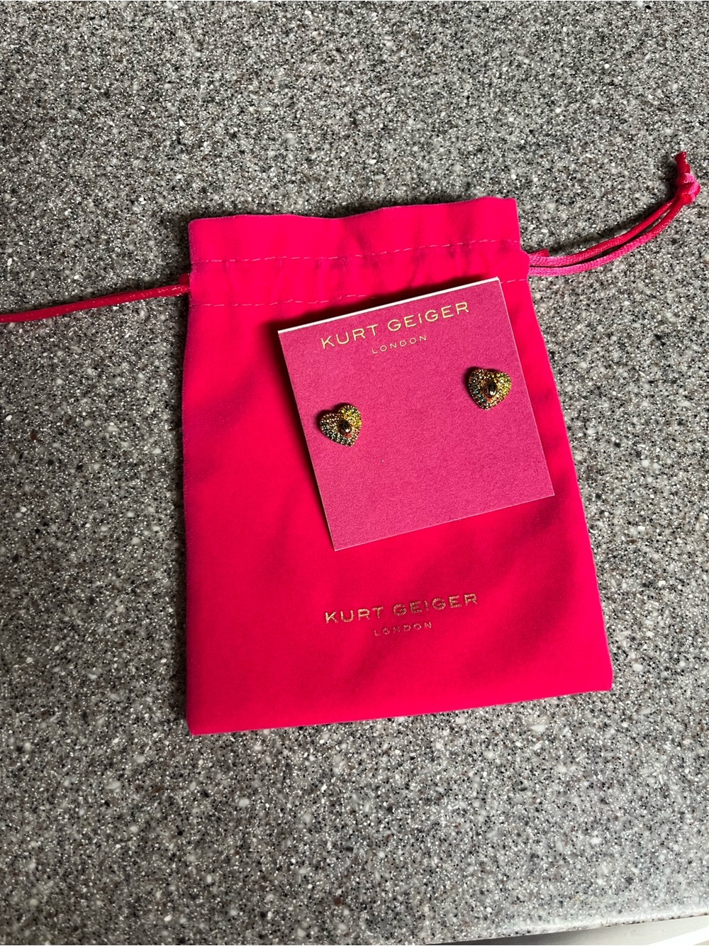 Kurt Geiger Gold Heart Stud Earrings